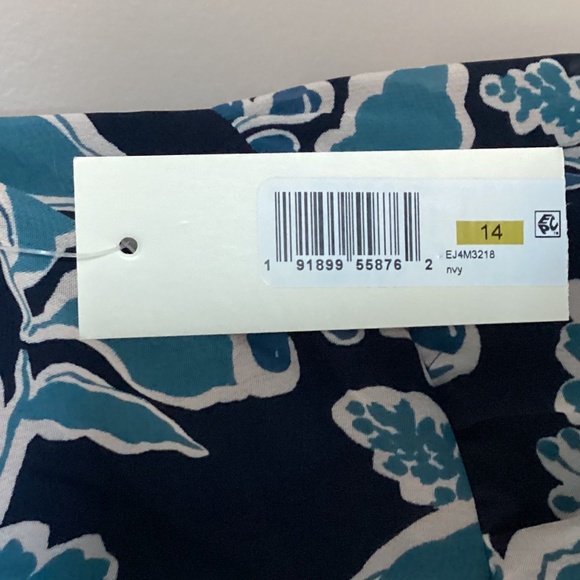 Eliza J Botanical Print Blouson Sleeve Tiered Dress, size 14 - Picture 5 of 11